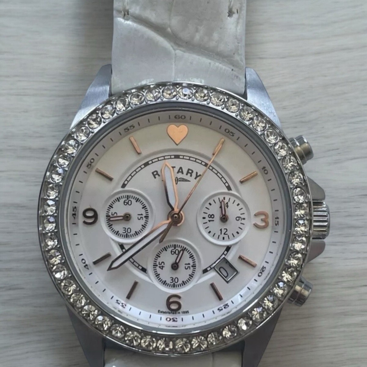 ROTARY crystal date LS00147-41 NWT wristwatch Jewelry 