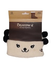 NWT BEARPAW Women's Accessories Knit Cuff Boot Topper Ivory With Teddy Bear Ears