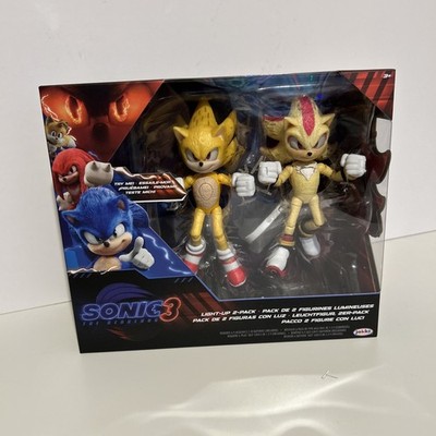 Sonic 3 Movie Super Sonic & Shadow Light Up 2-Pack 5'' Figures NEW & SEALED