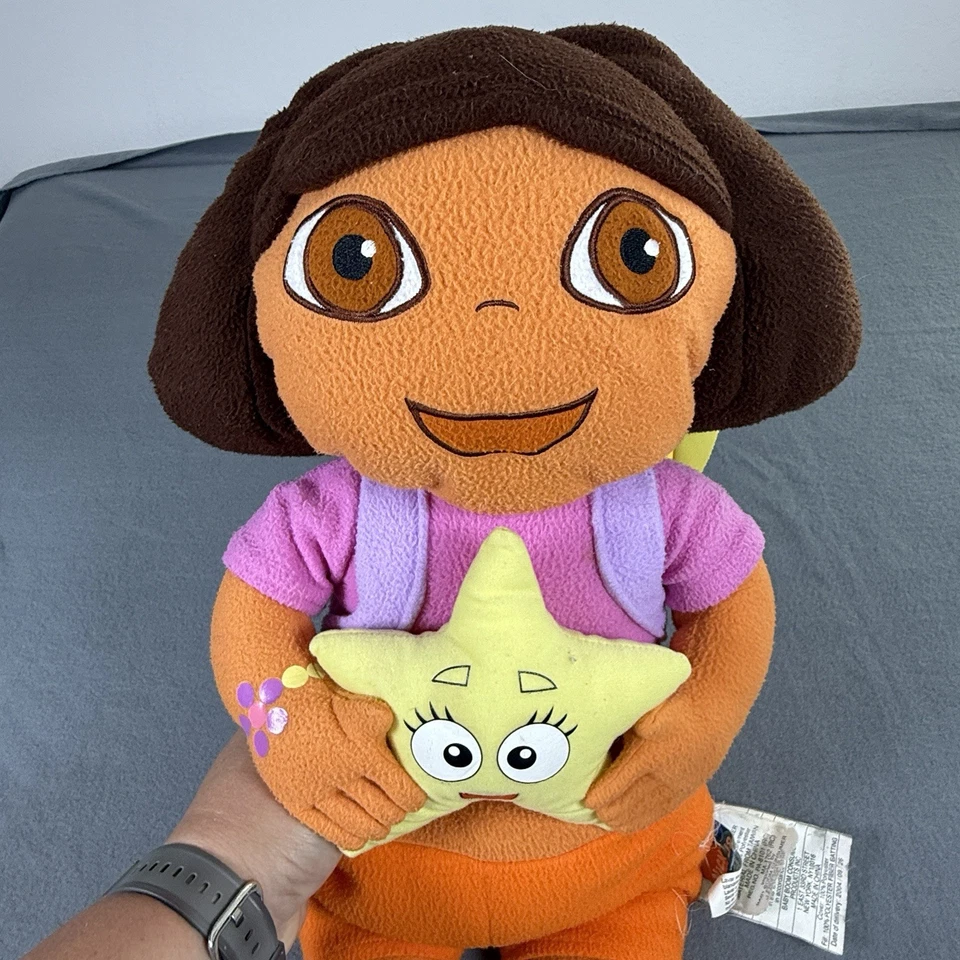 Vtg 2002 Viacom Nick Jr 26” DORA THE EXPLORER PLUSH STUFFED Star Map Backpack - Image 2 of 4
