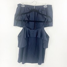VICTORIA'S SECRET NAVY WITH WHITE POLKA DOT 2 PIECE PAJAMA SET SIZE LARGE
