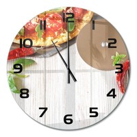 Runde Wanduhr Aus GehäRtetem Glas Glas-Wanduhr Pizza Schwarze Zeiger Fi60 Cm