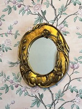 Vintage Gold Oval Mirror Floral Art Nouveau Romantic