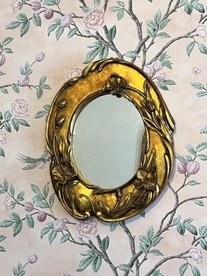 Vintage Gold Oval Spiegel Floral Jugendstil Romantisch