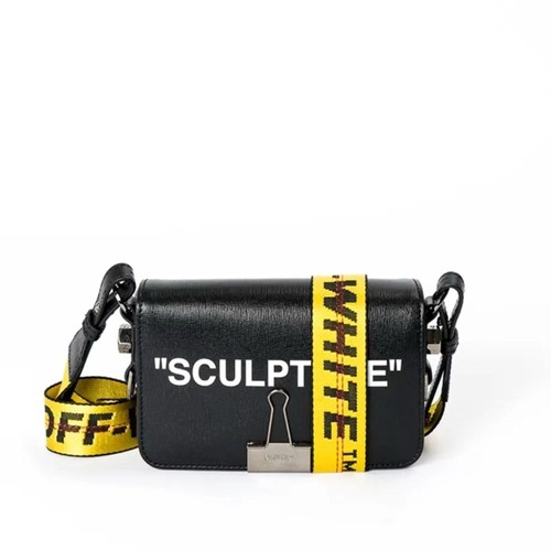 OFF-WHITE Sculpture Saffiano Leather Flap Crossbody Bag with Binder Clip