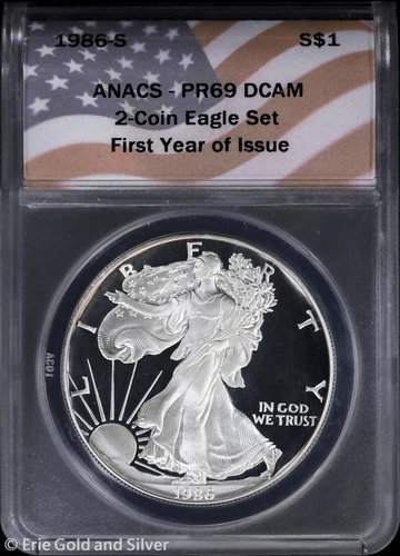 1986-S $1 Proof American Silver Eagle ANACS PR 69 DCAM