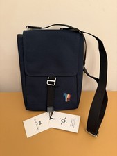 Paul Smith Navy Broad Stripe Zebra Small Canvas Messenger Bag New With Tags