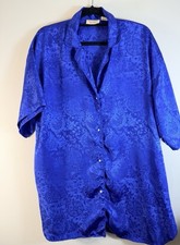 Vintage Victorias Secret Gold Label Royal Blue Jacquard Night Gown Sz M/L