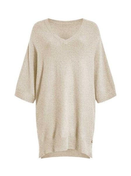 Women Ulla Popken Sweater Beige Knit 58