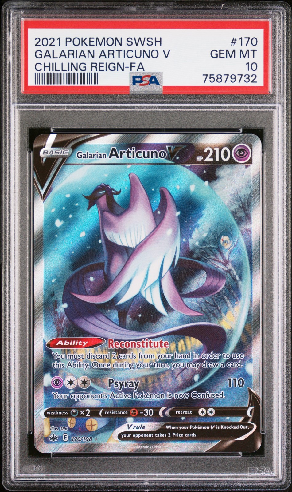 2021  Pokemon Chilling Reign #170 Galarian Articuno V Chilling Reign-Fa PSA 10