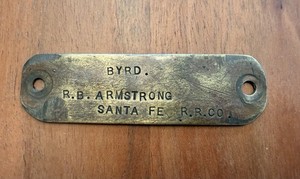SANTA FE R.R. CO Railroad Brass Employee Plate Tag Plaque for Box Locker