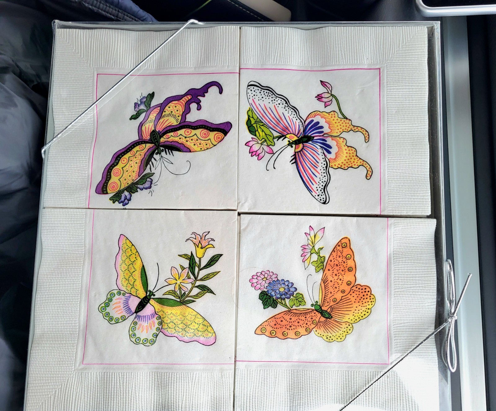 200ct Butterflies Beverage Napkins 10x10 3-ply Usa Gift Box
