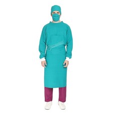 Surgicals Reusable Cotton Unisex Surgeons Gown Set with Face Mask and Cap (Green