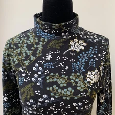 Marks & Spencer Black Mix Top Size 10 Patterned Stretch Jersey polo New no tags