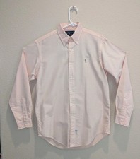 VTG 90s Polo Ralph Lauren Oxford Shirt Mens Peach Stripe LS Button Down - 15.5