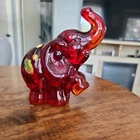 Vintage Rare Fenton Hand Painted Ruby Red Elephant Figurine Decorative Signed