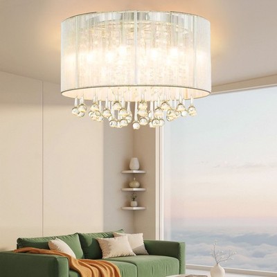 Kristall LED Deckenleuchte mit Runder Gaze-Überzug, G9 Deckenlampe Kronleuchter