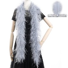 Grey Ostrich Feather Boas   2yards 3ply Long Boas for Party DIY Production Cl...