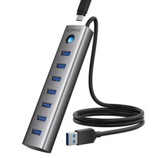 7-Port USB 3.0 Hub, Aluminum USB Multiple Adapter, 5Gbps USB Extender USB Spl...