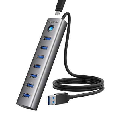7-Port USB 3.0 Hub, Aluminum USB Multiple Adapter, 5Gbps USB Extender USB Spl...