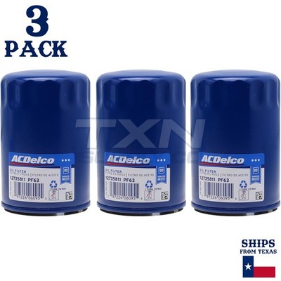 ACDelco PF63 PF63F GM Engine Oil Filter 12735811 - 3 Pack