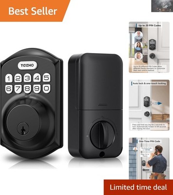 TE001 Keyless Entry Smart Deadbolt Lock - 20 User Codes, Auto Lock, Matte Black
