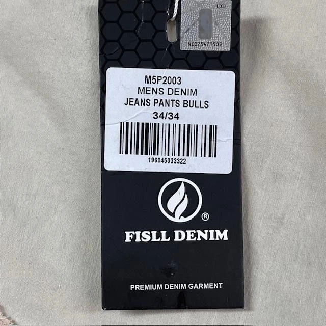 Pantalones de mezclilla Chicago Bulls Fissl para hombre 34x34 beige desgastado ajustados baloncesto de la NBA - NUEVOS Foto 3 de 4