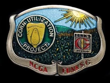 TG09117 *NOS* VINTAGE 1980s **FUNK'S G HYBRID CORN UTILIZATION PROJECT** BUCKLE