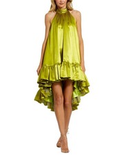 Mac Duggal High Neck Satin Mini Dress Women's  Xs