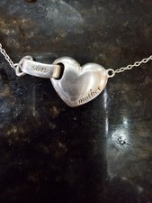 Vintage 925 Sterling Heart Pendant Chain Mother  Son 16" -15" -14"
