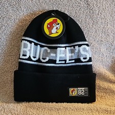 Buc-ee's Black Striped Beanie Hat Buc-ee's Beaver Mascot Animal Theme