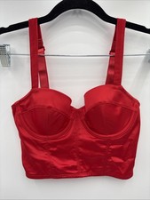 DKNY Sample Soft Bustier Crop Top Push Up Women's Club Corset Top Bra Red