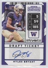 2020 Contenders Draft Picks College Ticket Blue Foil Myles Bryant #196 Auto 0st9