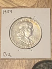 1959 Franklin Half Dollar Uncirculated Silver 50C Coin 0.9 Fineness