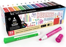 ARTEZA Dry Erase Markers Pack of 52, Chisel Tip, 12 Assorted Colors with... 