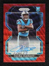 2021 Panini Prizm Rookie Red Wave Prizm Auto 89/149 Chuba Hubbard #355 Auto j6a
