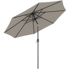 Outsunny 3(m) Patio Umbrella Outdoor Sunshade Canopy w/ Tilt & Crank Light Grey