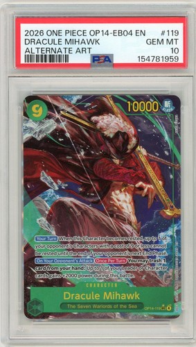 Dracule Mihawk (Alternate Art) graded PSA 10 for sale on eBay