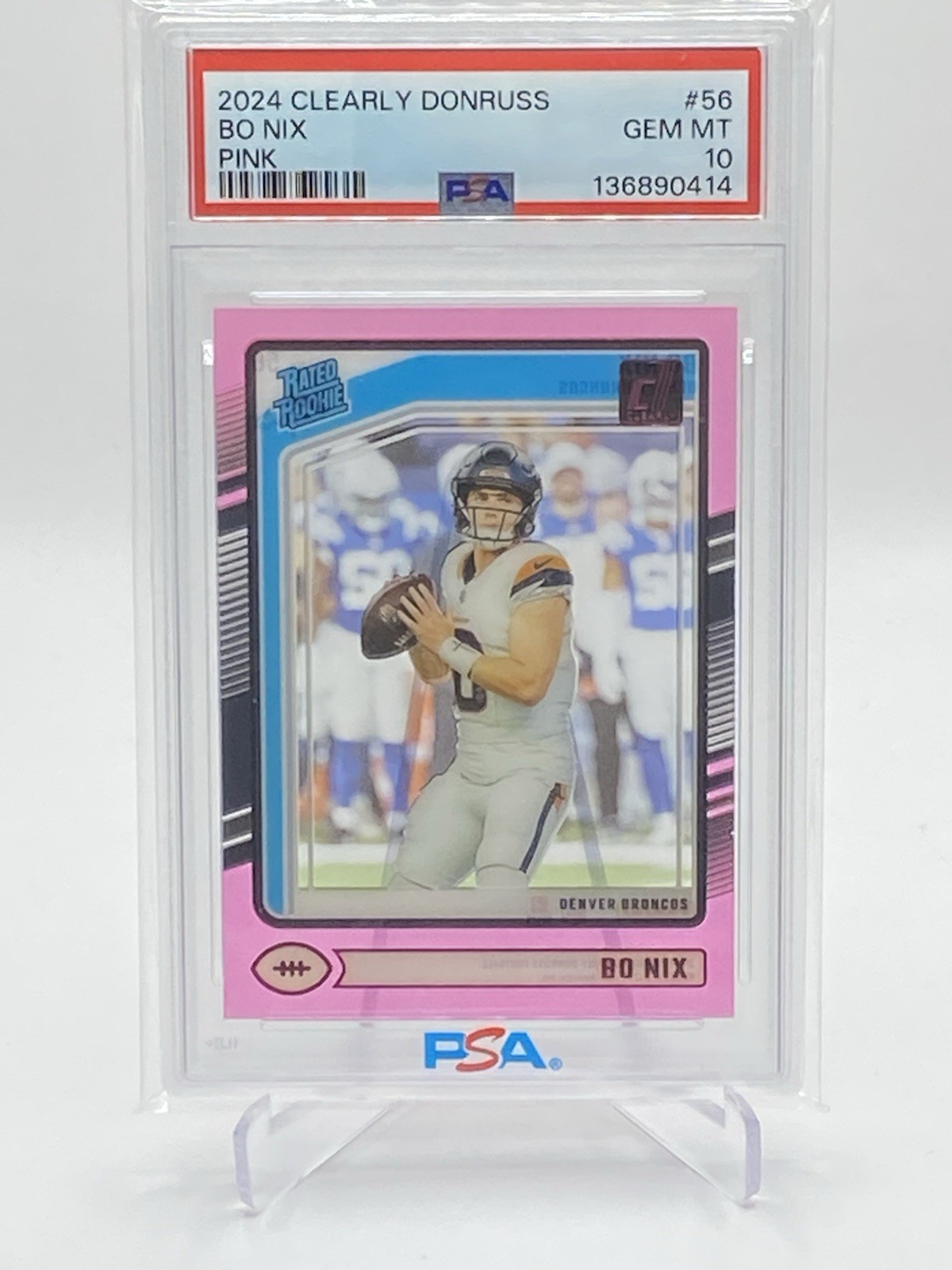 Bo Nix Panini Clearly Donruss #56 Pink