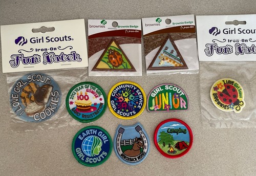 Menge 10 Brownie Pfadfinder Bügelbild Patch Abzeichen NEU Lot C - Bild 1 von 3