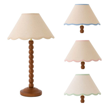 Bobble Nussbaum Tischlampe Wellenrand Lampenschirm Wohnzimmer Nachttischlampe