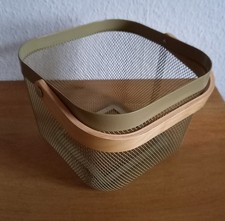 IKEA RISATORP Korb Beige 25x26x18 cm Holzgriff Metallkorb