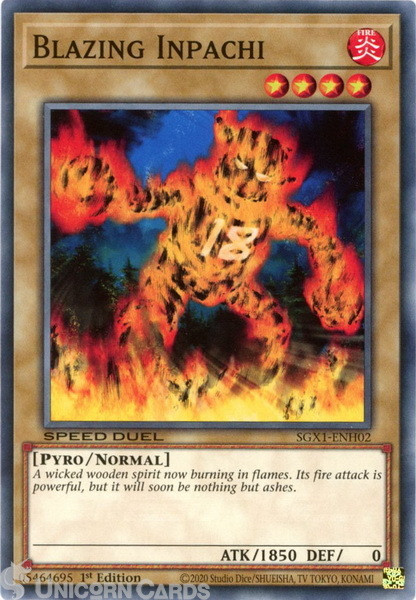 SGX1-ENH02 Blazing Inpachi Common 1st Edition Mint YuGiOh Card