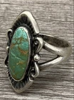 Sterling Silver Vintage Turquoise Color Southwestern Scroll Ring 6.5 US 5.23g