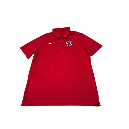 Nike Washington Nationals Dri-FIT Polo Shirt Red Mens Large MLB Baseball 11046