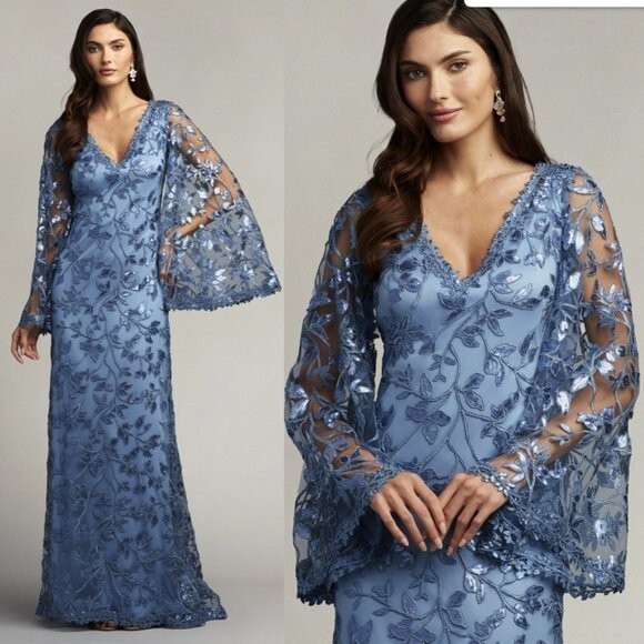 knee length dresses for ladies Tadashi Shoji YV21070MD - Tea Length A-Line Dress