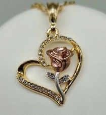 Rose Heart Pendant with Necklace Gold Filled NEW