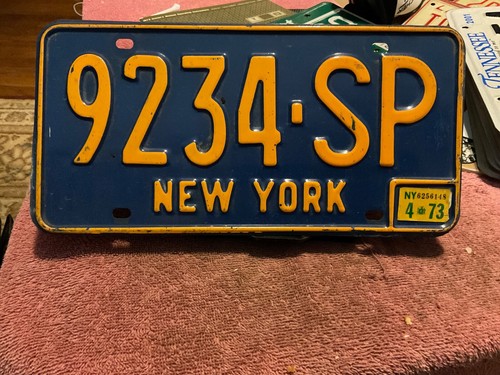 New York NY License Plate 1973 9234 SP