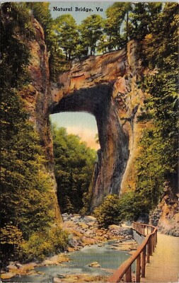 Natural Bridge VA Virginia Linen Postcard PM Bethlehem PA Cancel WOB 1c Freedom