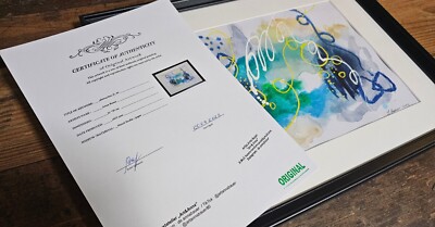 Watercolor Aquarell Abstract MixedMedia mit Certificate painting drawing art